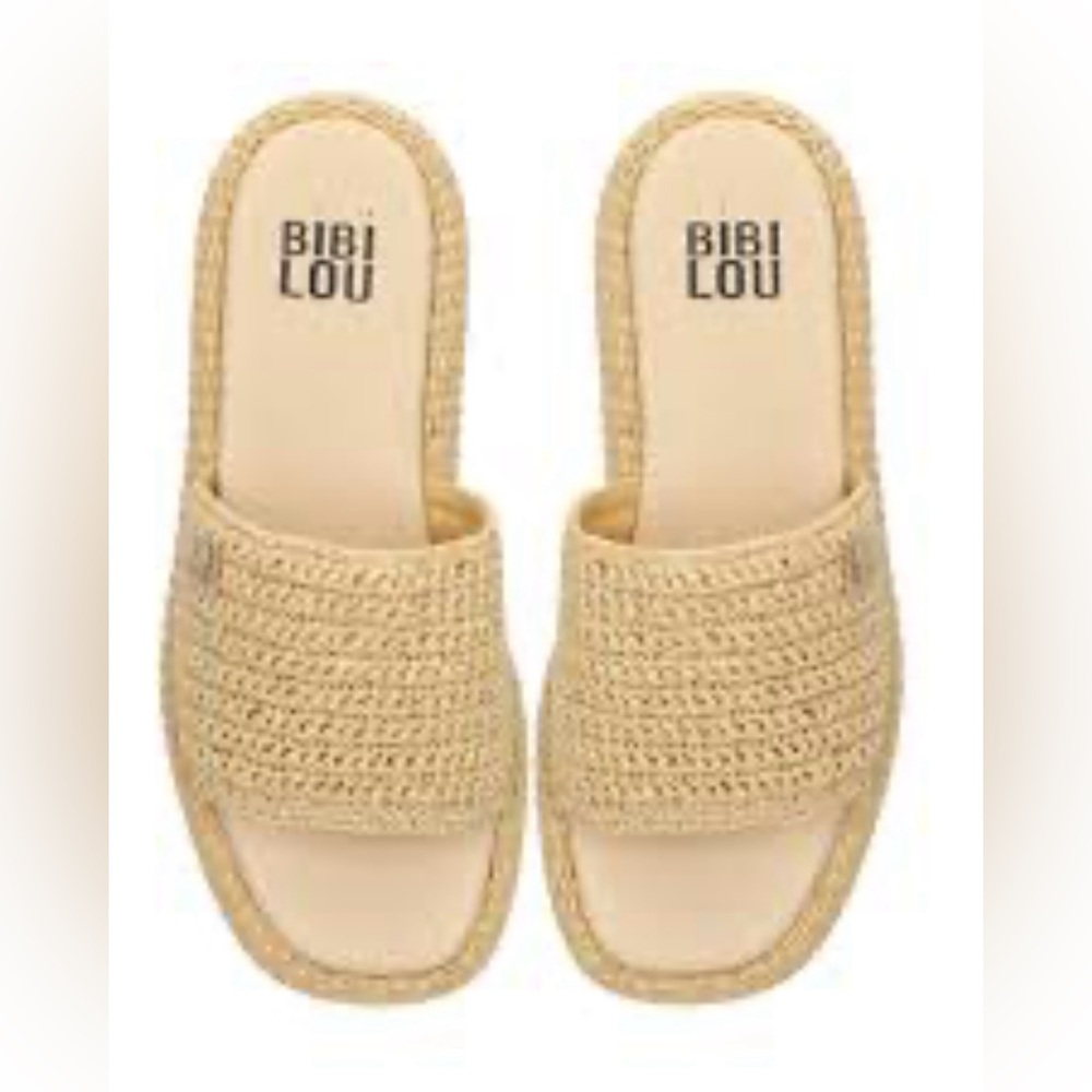 Bibi Lou Beige Crochet Slide Sandals